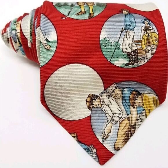 L.S. Altman Haberdashery Red & White Golf Tie - Picture 1 of 7